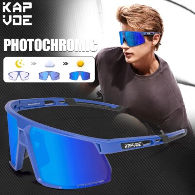 Kapvoe Golden Photochromic Cycling Sunglasses UV400 Bicycle MTB Goggles Road Bike Sunglasses Outdoor Sports Eyewear Equipment - Image 2