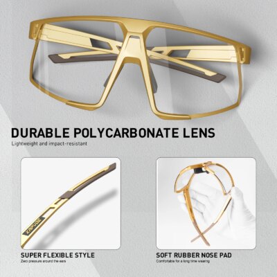 Kapvoe Golden Photochromic Cycling Sunglasses UV400 Bicycle MTB Goggles Road Bike Sunglasses Outdoor Sports Eyewear Equipment - Image 6