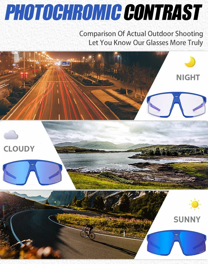 Kapvoe Golden Photochromic Cycling Sunglasses UV400 Bicycle MTB Goggles Road Bike Sunglasses Outdoor Sports Eyewear Equipment