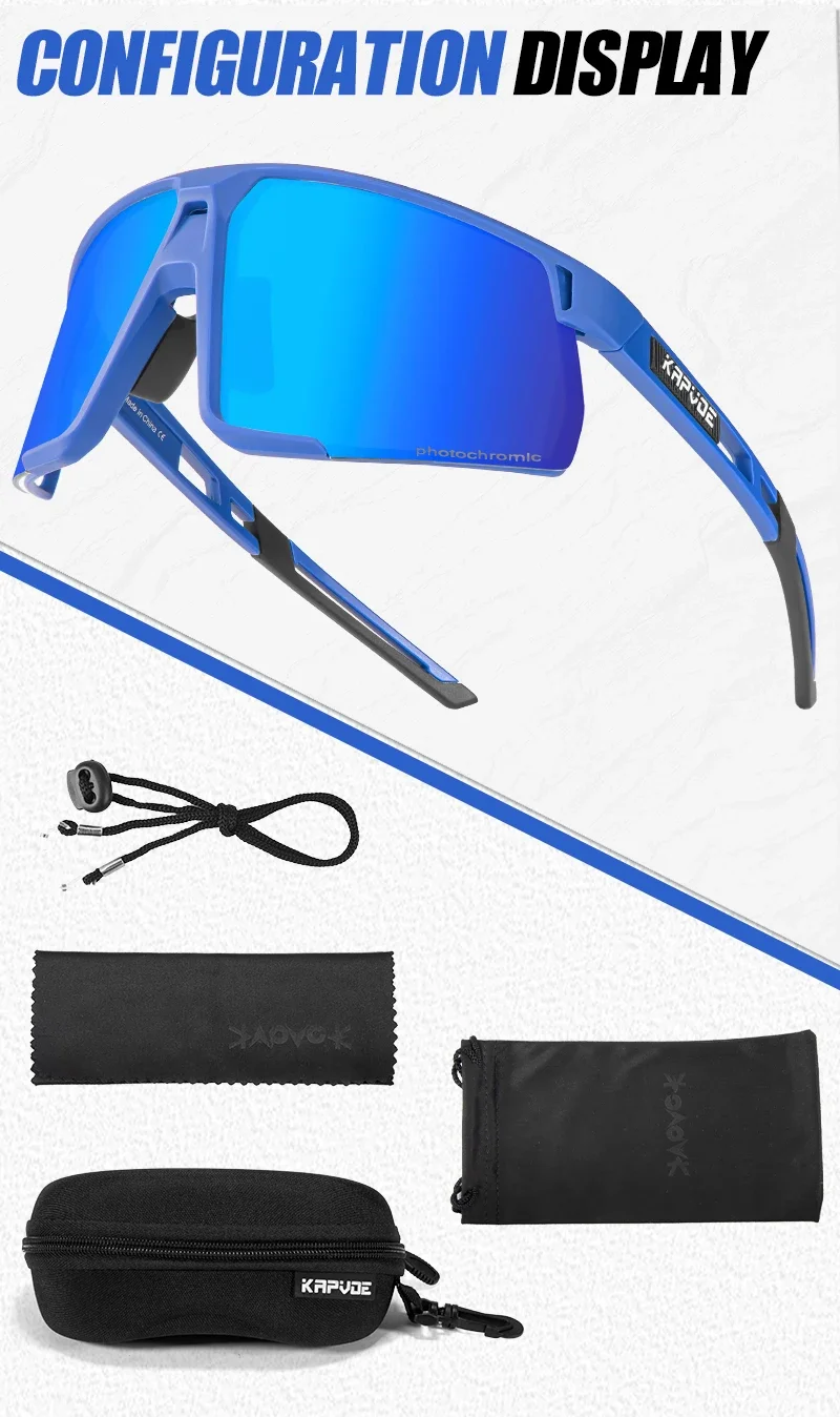 Kapvoe Golden Photochromic Cycling Sunglasses UV400 Bicycle MTB Goggles Road Bike Sunglasses Outdoor Sports Eyewear Equipment