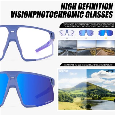 Kapvoe Golden Photochromic Cycling Sunglasses UV400 Bicycle MTB Goggles Road Bike Sunglasses Outdoor Sports Eyewear Equipment - Image 5