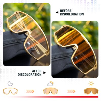 Kapvoe Golden Photochromic Cycling Sunglasses UV400 Bicycle MTB Goggles Road Bike Sunglasses Outdoor Sports Eyewear Equipment - Image 4