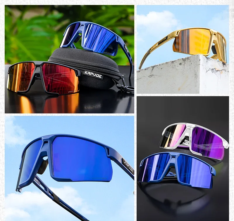 Kapvoe Golden Photochromic Cycling Sunglasses UV400 Bicycle MTB Goggles Road Bike Sunglasses Outdoor Sports Eyewear Equipment