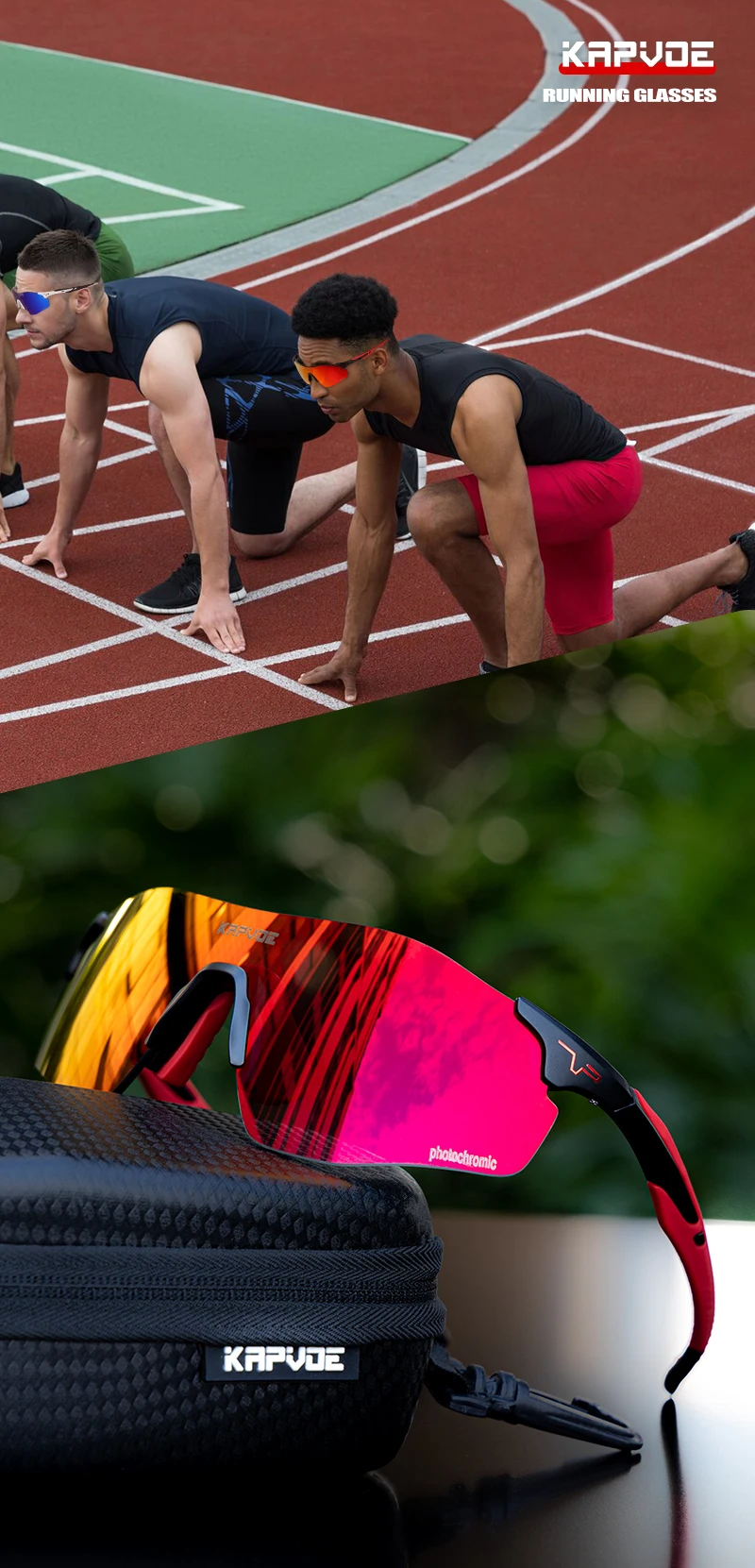 KAPVOE Red Photochromic Cycling Glasses Men MTB Cycling Sunglasses Bike Bicycle Glasses Men's UV400 Outdoor Running Goggles