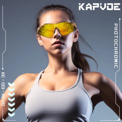 KAPVOE Red Photochromic Cycling Glasses Men MTB Cycling Sunglasses Bike Bicycle Glasses Men's UV400 Outdoor Running Goggles - Image 2