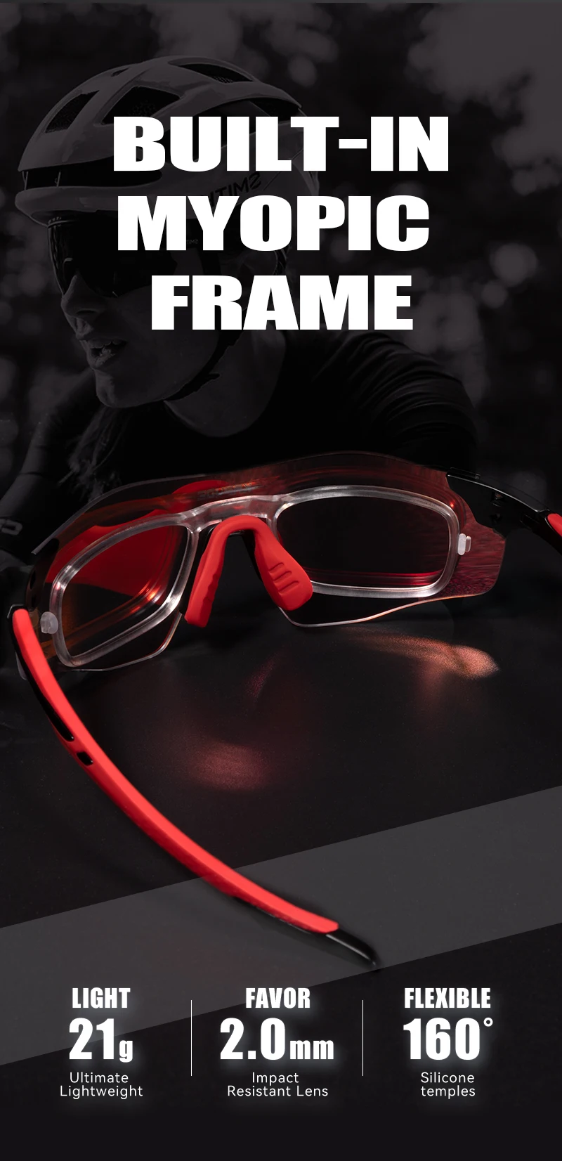 KAPVOE Red Photochromic Cycling Glasses Men MTB Cycling Sunglasses Bike Bicycle Glasses Men's UV400 Outdoor Running Goggles