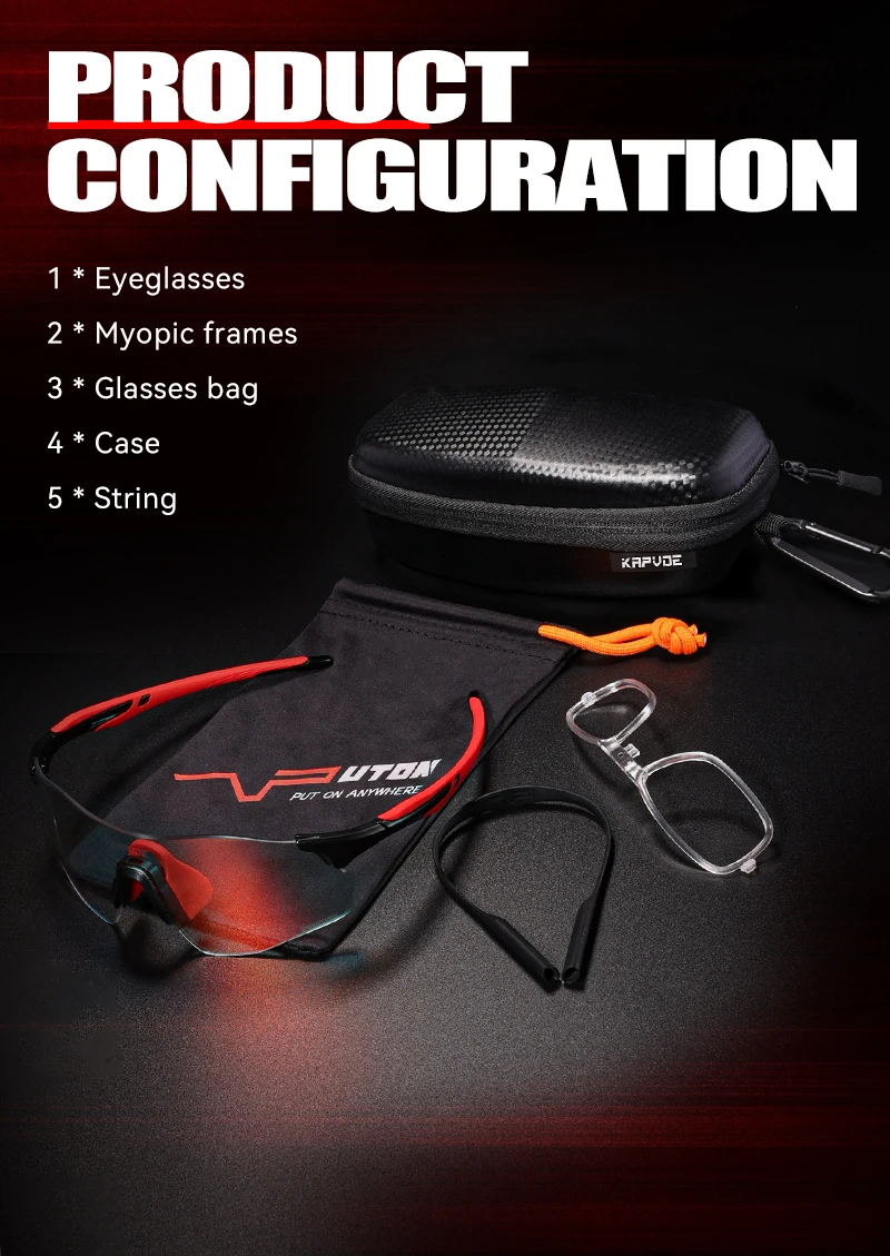 KAPVOE Red Photochromic Cycling Glasses Men MTB Cycling Sunglasses Bike Bicycle Glasses Men's UV400 Outdoor Running Goggles