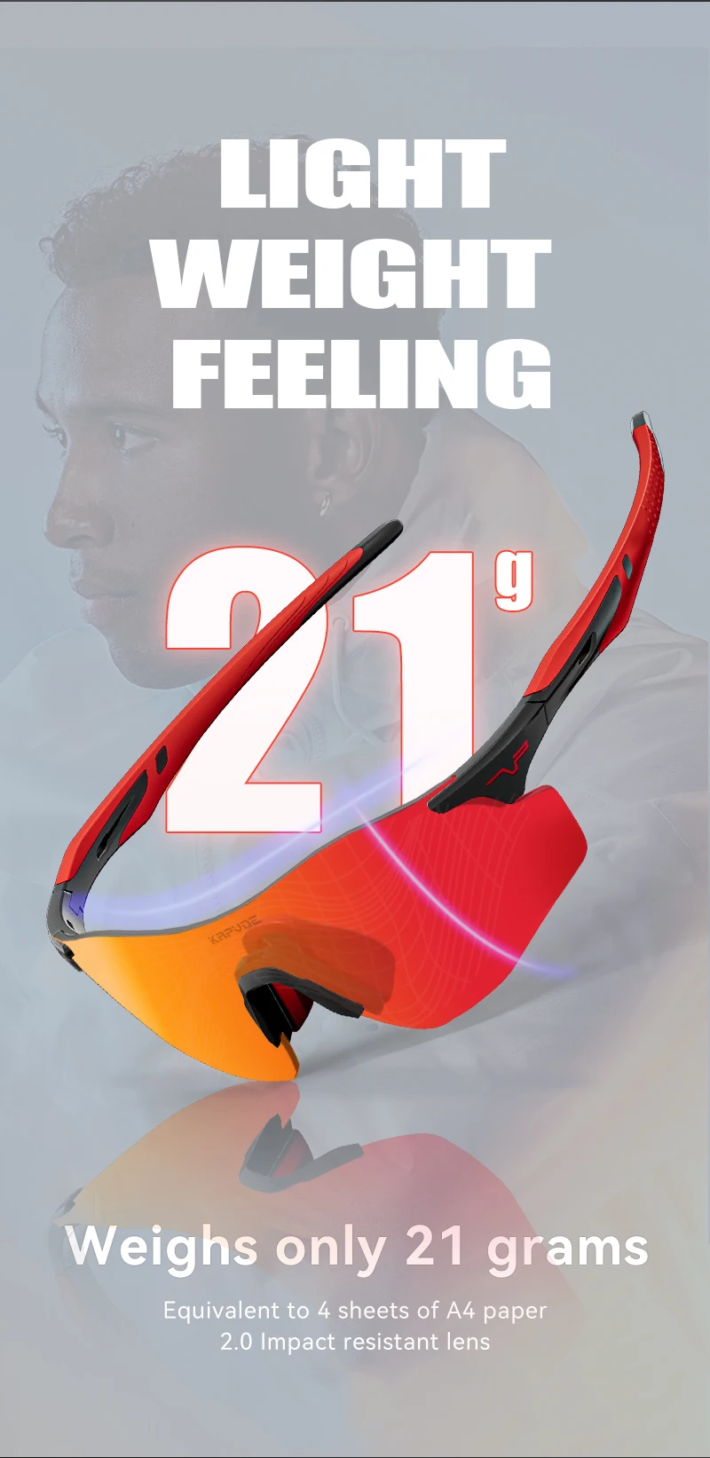 KAPVOE Red Photochromic Cycling Glasses Men MTB Cycling Sunglasses Bike Bicycle Glasses Men's UV400 Outdoor Running Goggles