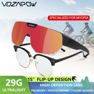 Vozapow Polarized Cycling Glasses Photochromic Sunglasses UV400 Protection For Driving Hiking Eyewear Bicycle Cycling Goggles