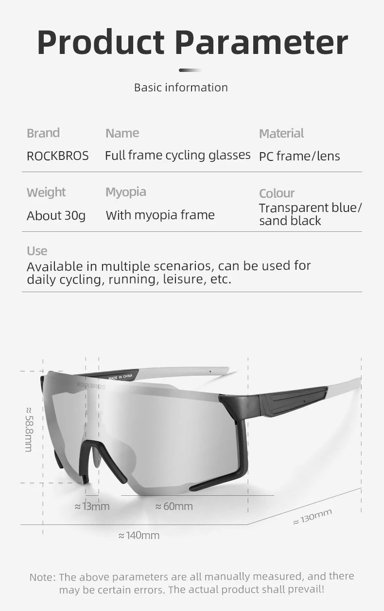 ROCKBROS Cycling Glasses Polarized / Photochromic Lens Bike Sunglasses Men Women Glasses Eyewear Sports MTB Road Cycling Goggles