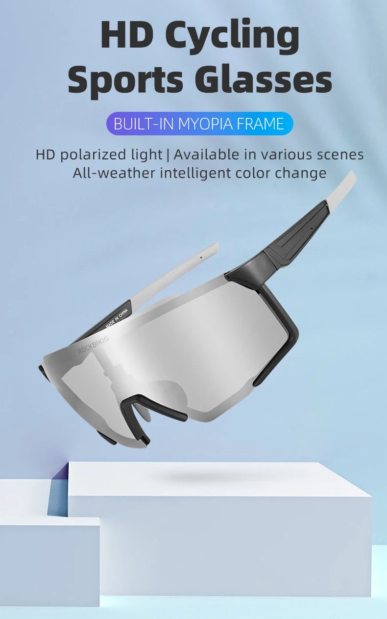 ROCKBROS Cycling Glasses Polarized / Photochromic Lens Bike Sunglasses Men Women Glasses Eyewear Sports MTB Road Cycling Goggles