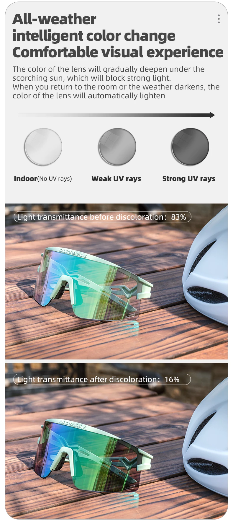 ROCKBROS Ultra-Light Cycling Sunglasses for Men Women Photochromic UV Protection Cycling Goggles Windproof Men Sunglass MTB Road ROCKBROS Ultra-Light Cycling Sunglasses for Men Women Photochromic UV Protection Cycling Goggles Windproof Men Sunglass MTB Road