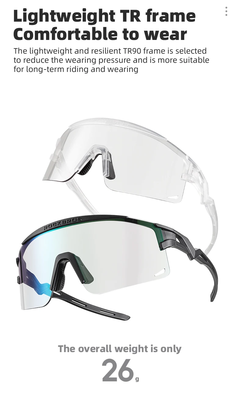 ROCKBROS Ultra-Light Cycling Sunglasses for Men Women Photochromic UV Protection Cycling Goggles Windproof Men Sunglass MTB Road ROCKBROS Ultra-Light Cycling Sunglasses for Men Women Photochromic UV Protection Cycling Goggles Windproof Men Sunglass MTB Road