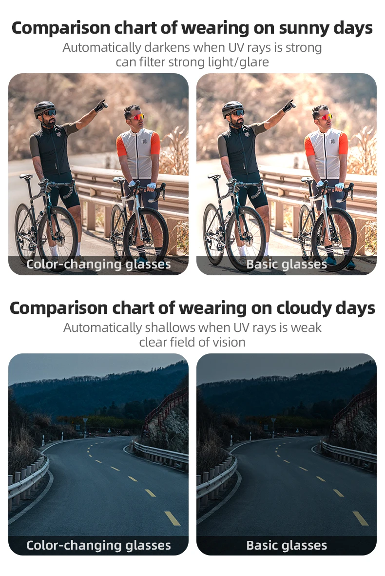 ROCKBROS Ultra-Light Cycling Sunglasses for Men Women Photochromic UV Protection Cycling Goggles Windproof Men Sunglass MTB Road ROCKBROS Ultra-Light Cycling Sunglasses for Men Women Photochromic UV Protection Cycling Goggles Windproof Men Sunglass MTB Road