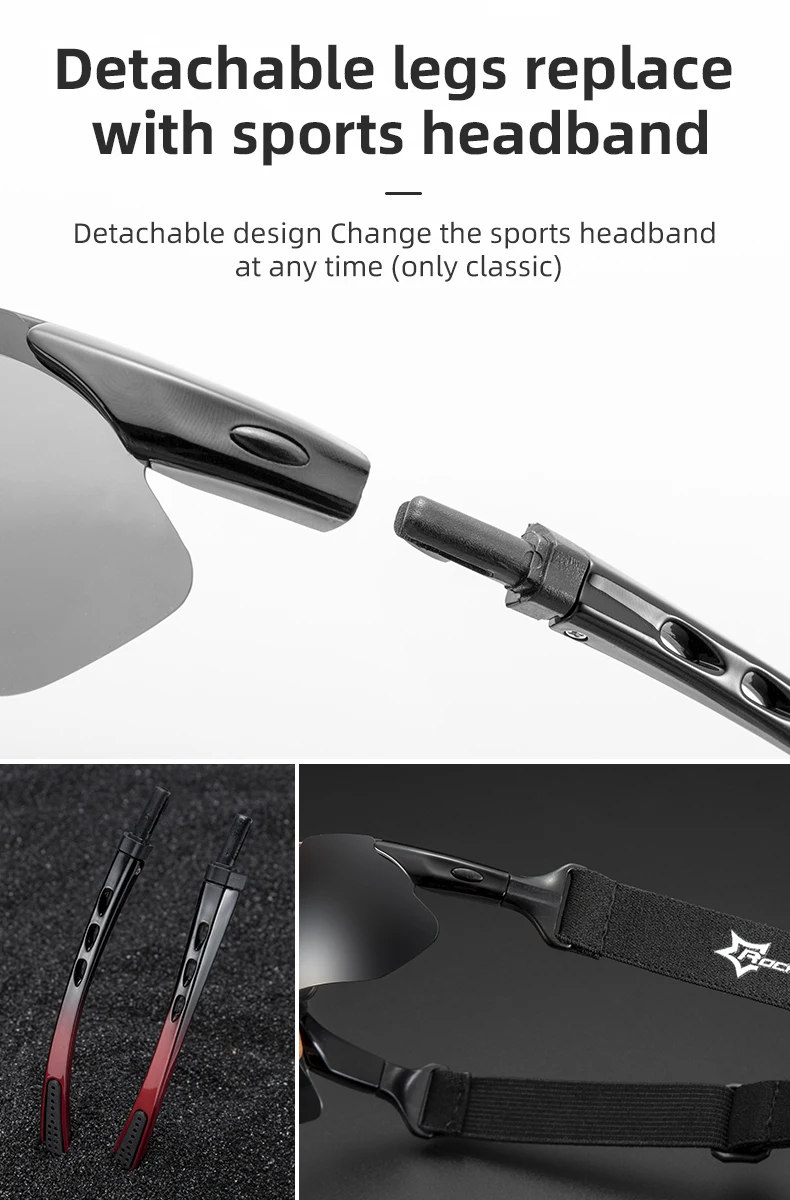 ROCKBROS Polarized Cycling Glasses Outdoor Sports Bicycle Sunglasses Mountain Bike Goggles Eyewear Myopia Frame 5 Lenses Light