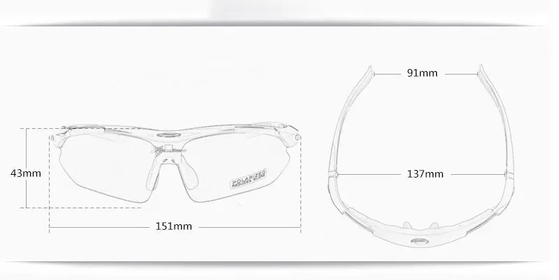 ROCKBROS Polarized Cycling Glasses Outdoor Sports Bicycle Sunglasses Mountain Bike Goggles Eyewear Myopia Frame 5 Lenses Light