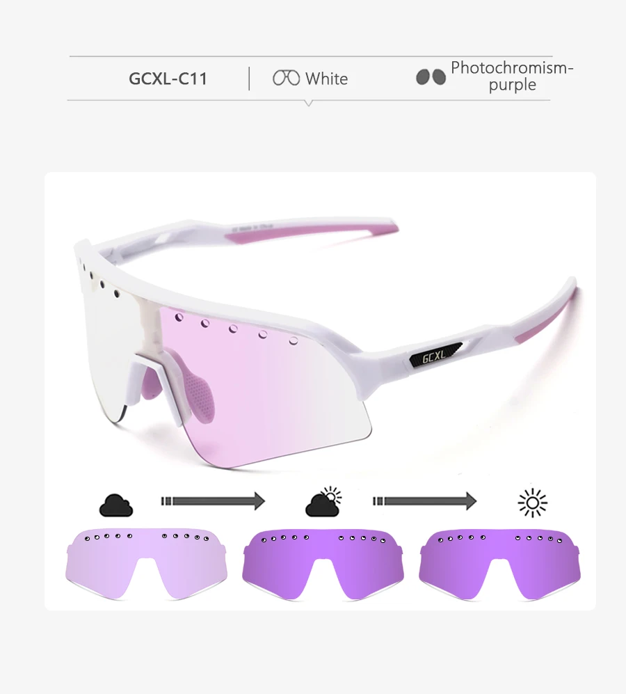 GCXL Photochromic Cycling Sunglasses Men Women Outdoor Riding UV400Goggles Mountain Bicycle Sports Eyewear MTB Road Bike Glasses