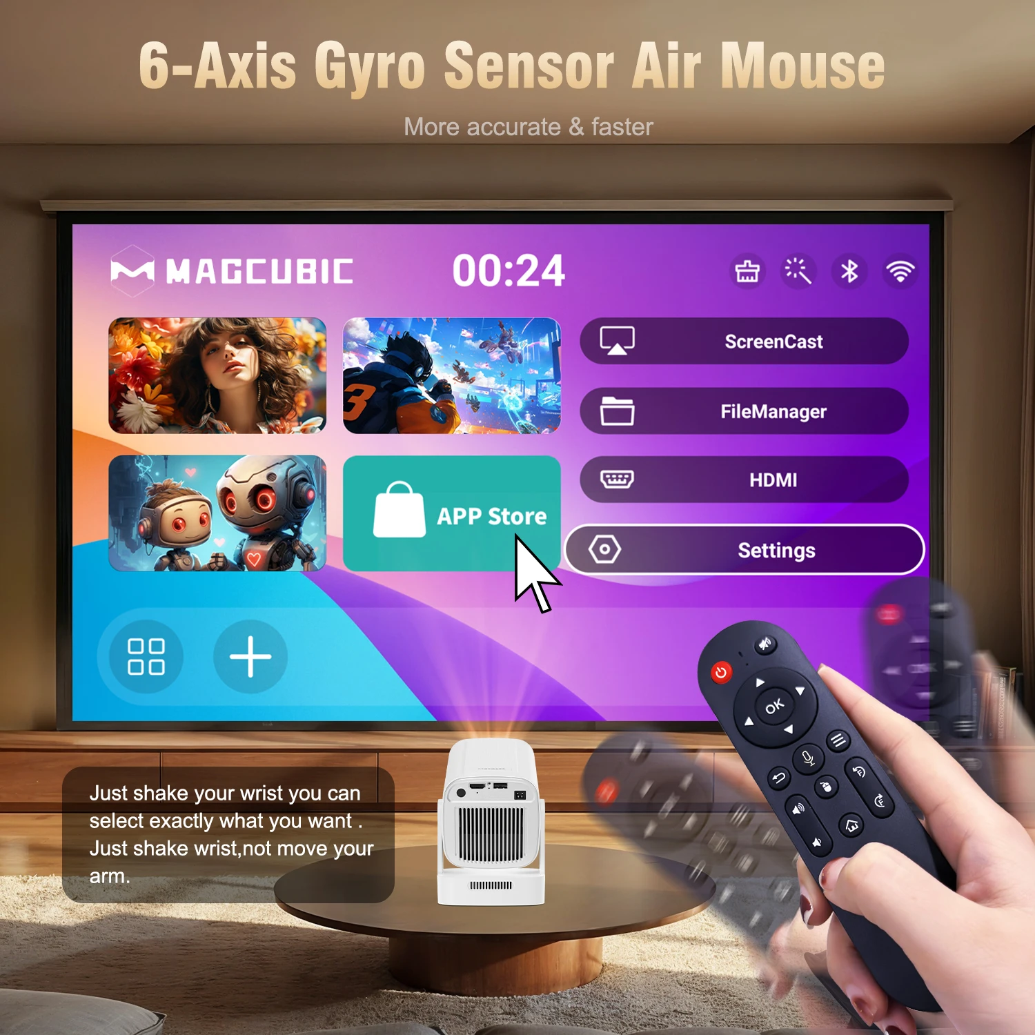 Magcubic HY310 Mini Projector Auto Focus 4K Native 1080P 330ANSI Android11 5W Speaker Air Mouse Voice Assistant Upgrated HY300 Magcubic HY310 Mini Projector Auto Focus 4K Native 1080P 330ANSI Android11 5W Speaker Air Mouse Voice Assistant Upgrated HY300