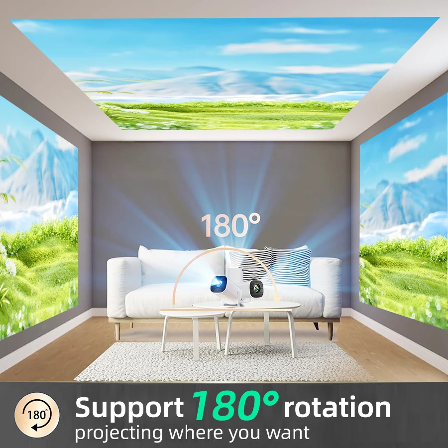 2025 New Ultra Clear Smart 5G Projector Home Ultra HD 1080P Bedroom Wall 180° Rotating HD Home Theater Mini 4K Projector