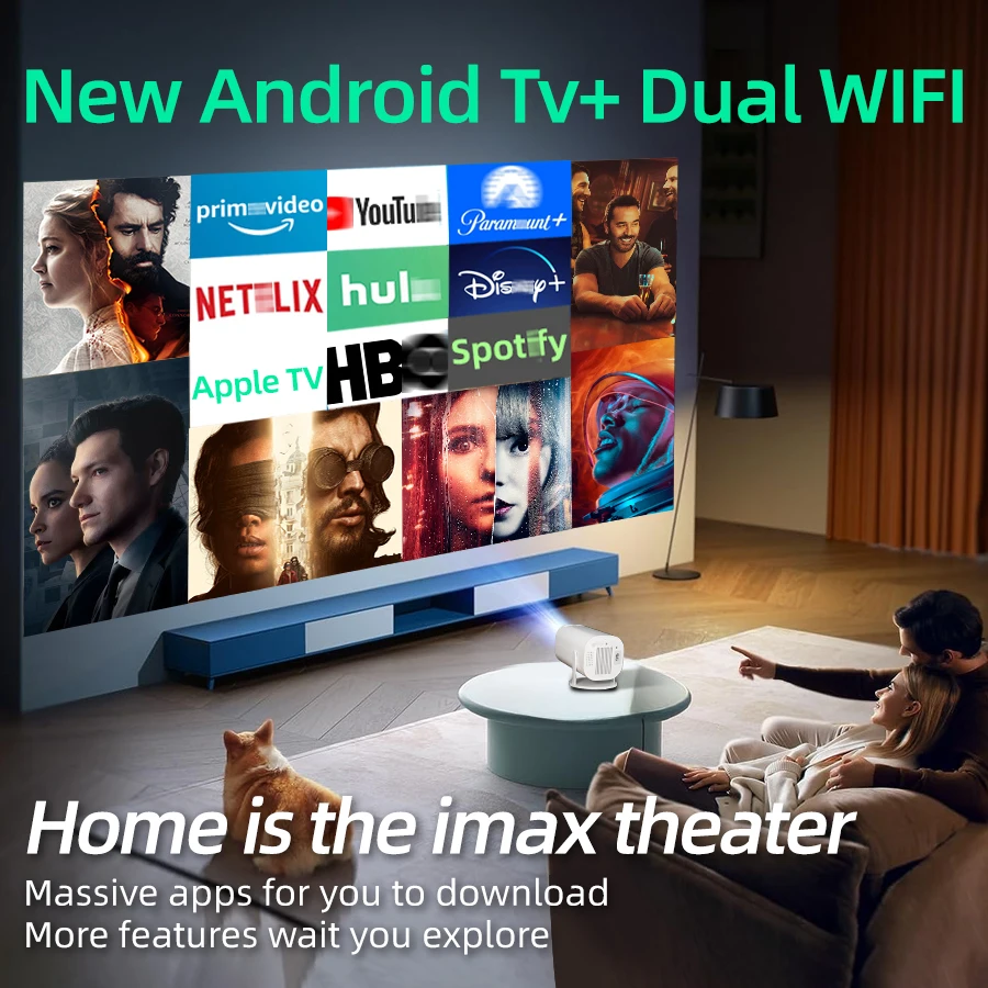 2025 New Ultra Clear Smart 5G Projector Home Ultra HD 1080P Bedroom Wall 180° Rotating HD Home Theater Mini 4K Projector