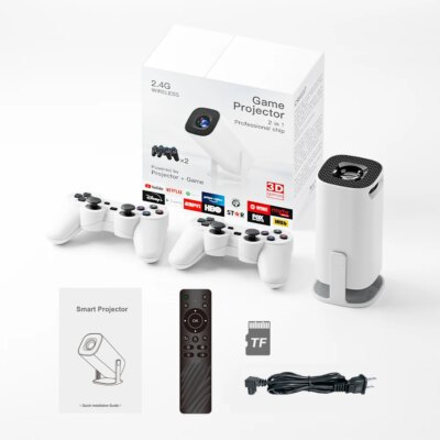 Android 11 Gaming Projector P30MAX 64GB TF Card Wireless Gaming Controller Dual WIFI 1280*720P Home Theater Portable Projector - Image 6