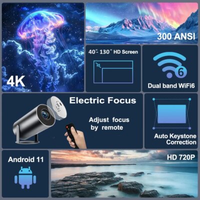 DITONG HY300 Plus HD Projector portatil 4K 1280x720P Android  LED Video Home Theater Cinema Phone mini Proyector Movie HY300 pro - Image 5