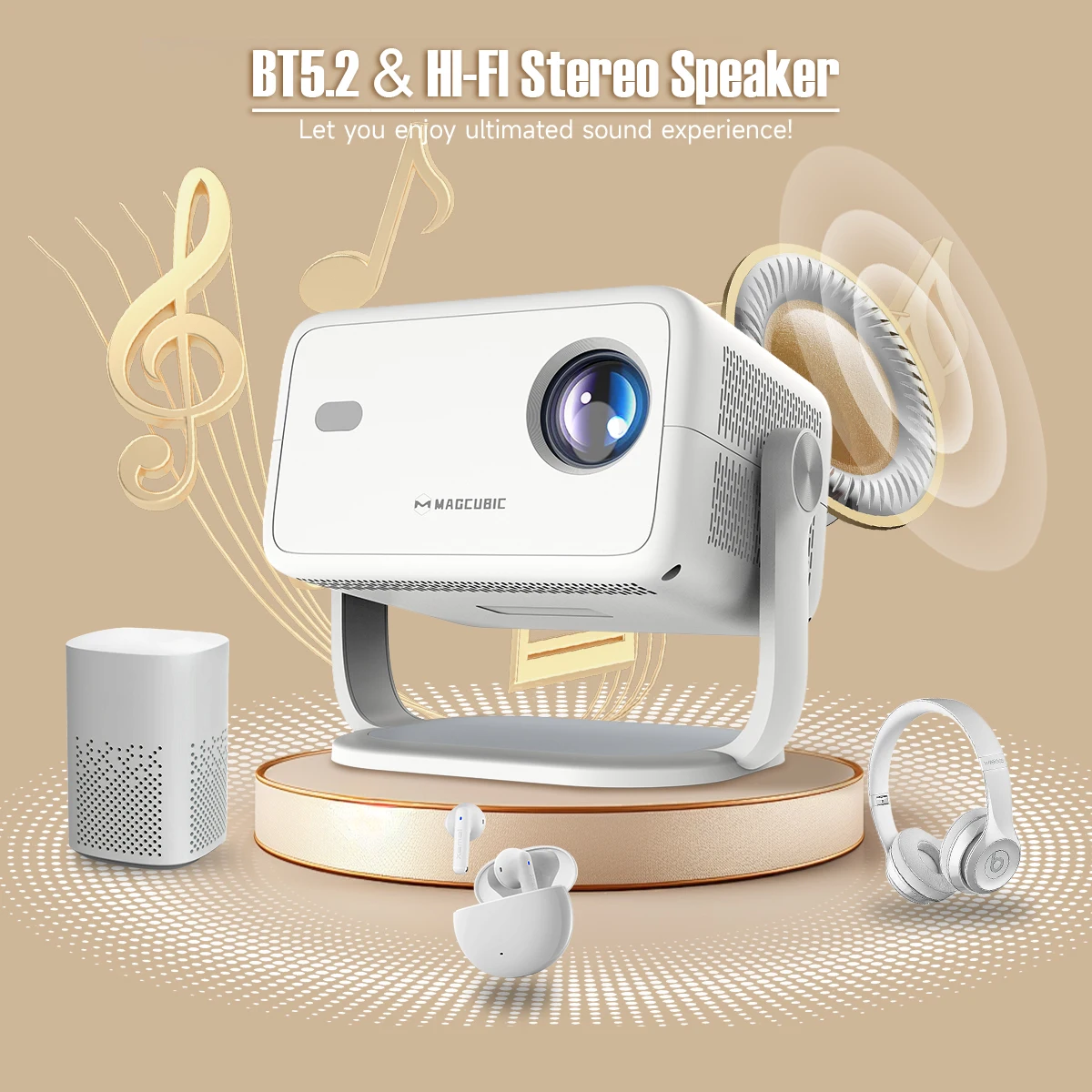 Magcubic Native 1080P 650ANSI 4K Android 11 L018 360° Projector With Auto Keystone Focus Air Mouse Wifi6 BT5.2 Portable Outdoor Magcubic Native 1080P 650ANSI 4K Android 11 L018 360° Projector With Auto Keystone Focus Air Mouse Wifi6 BT5.2 Portable Outdoor
