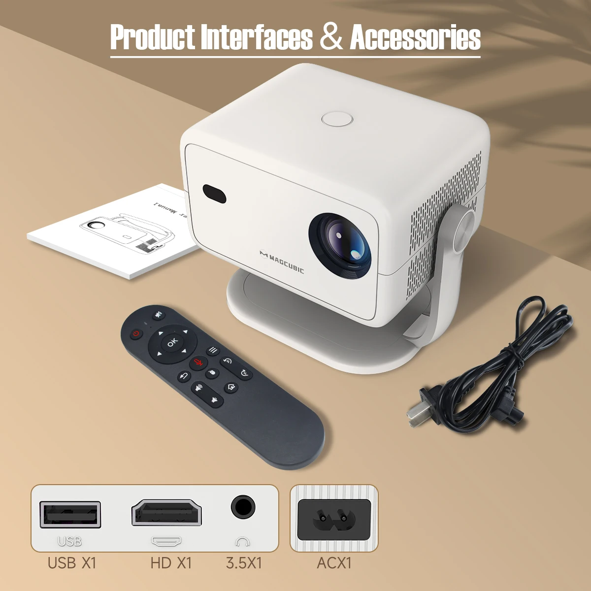 Magcubic Native 1080P 650ANSI 4K Android 11 L018 360° Projector With Auto Keystone Focus Air Mouse Wifi6 BT5.2 Portable Outdoor Magcubic Native 1080P 650ANSI 4K Android 11 L018 360° Projector With Auto Keystone Focus Air Mouse Wifi6 BT5.2 Portable Outdoor