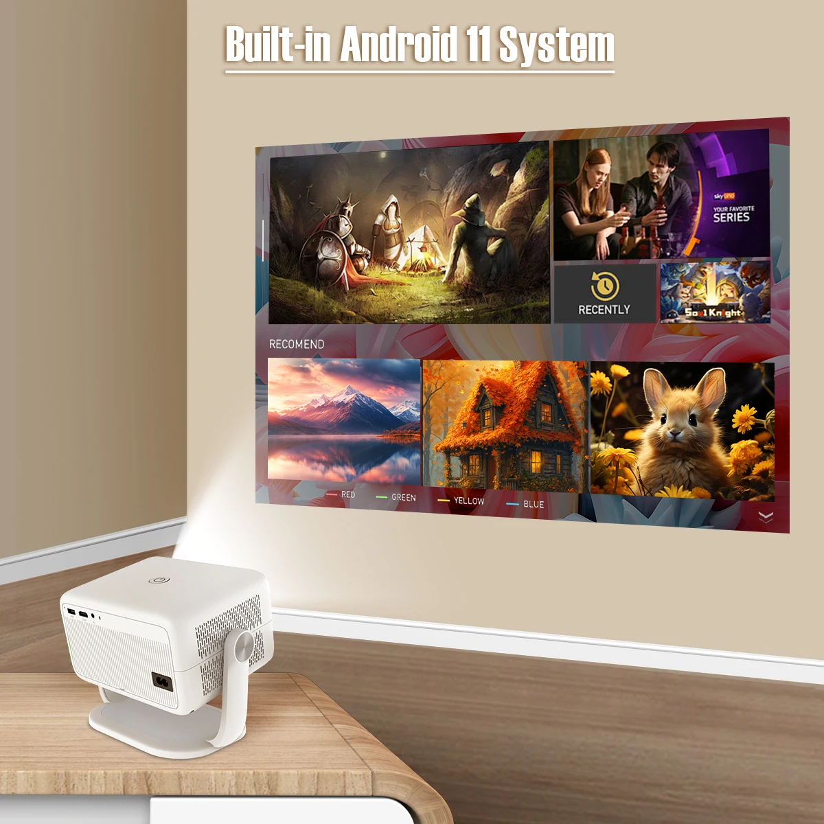 Magcubic Native 1080P 650ANSI 4K Android 11 L018 360° Projector With Auto Keystone Focus Air Mouse Wifi6 BT5.2 Portable Outdoor Magcubic Native 1080P 650ANSI 4K Android 11 L018 360° Projector With Auto Keystone Focus Air Mouse Wifi6 BT5.2 Portable Outdoor