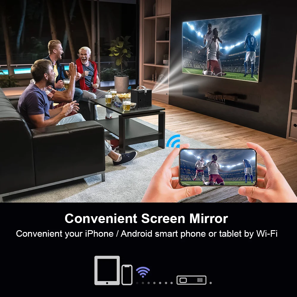 HONGTOP Android Smart Mini Projector 300ANSI Lumen Portable Projector 4K with WIFI Bluetooth 1080P Home Movie Theater Beamer HONGTOP Android Smart Mini Projector 300ANSI Lumen Portable Projector 4K with WIFI Bluetooth 1080P Home Movie Theater Beamer