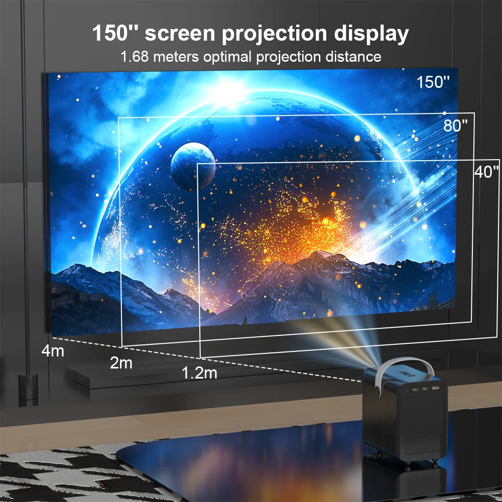 HONGTOP Android Smart Mini Projector 300ANSI Lumen Portable Projector 4K with WIFI Bluetooth 1080P Home Movie Theater Beamer HONGTOP Android Smart Mini Projector 300ANSI Lumen Portable Projector 4K with WIFI Bluetooth 1080P Home Movie Theater Beamer
