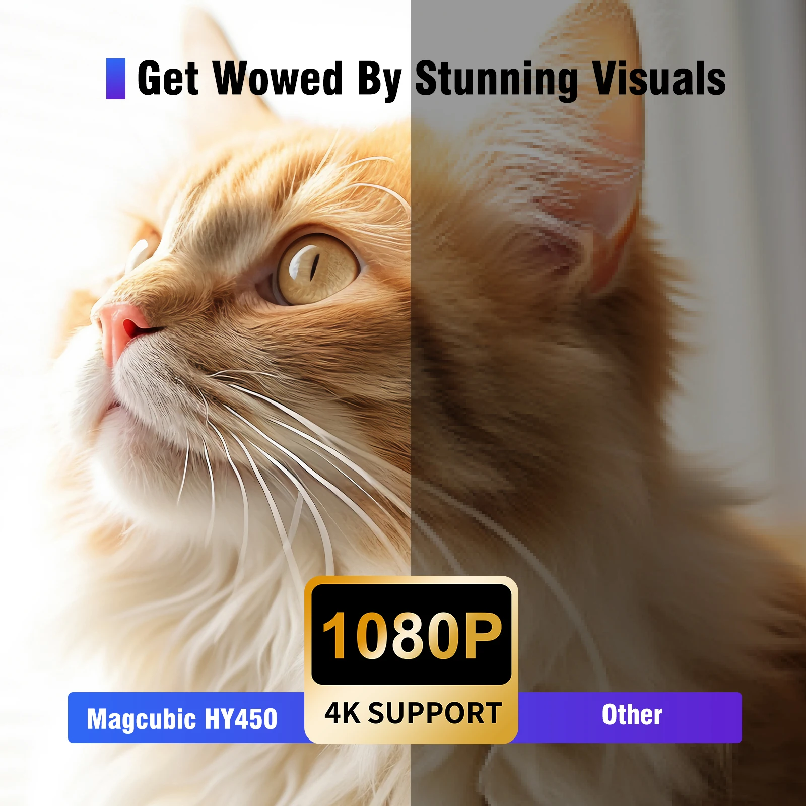 Magcubic Ultra Short Throw HY450 Projector with Auto Offset 8K 4K 1080P 900ANSI BT5.4 Electronic Focus WiFi6 AllwinnerH716 Voice Magcubic Ultra Short Throw HY450 Projector with Auto Offset 8K 4K 1080P 900ANSI BT5.4 Electronic Focus WiFi6 AllwinnerH716 Voice