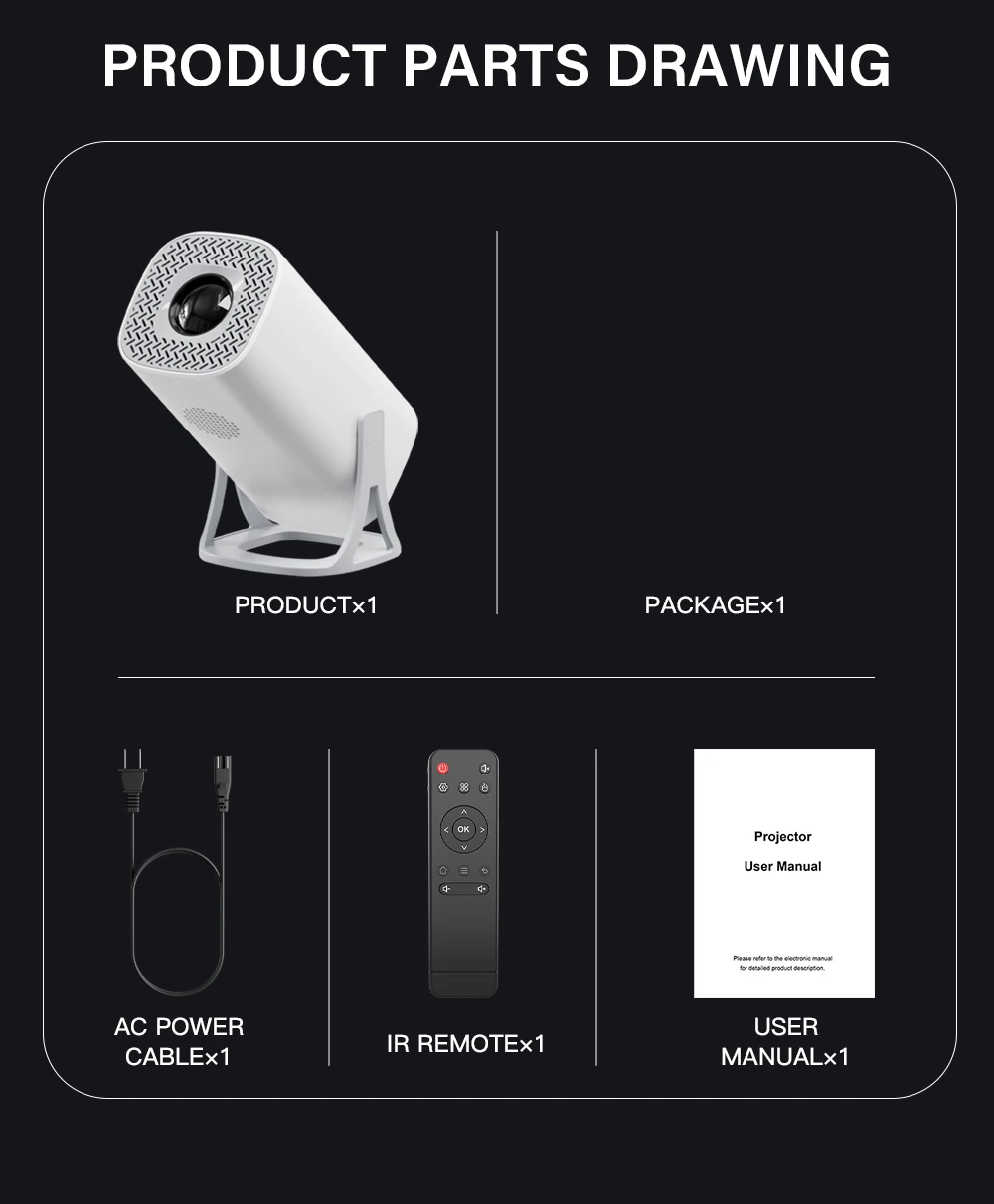 HONGTOP S40 Android 11 Mini Projector Support 4K 1080P 2.4G/5GWIFI BT5.0 Projector 1280*720P Home Cinema Portable Projector HONGTOP S40 Android 11 Mini Projector Support 4K 1080P 2.4G/5GWIFI BT5.0 Projector 1280*720P Home Cinema Portable Projector