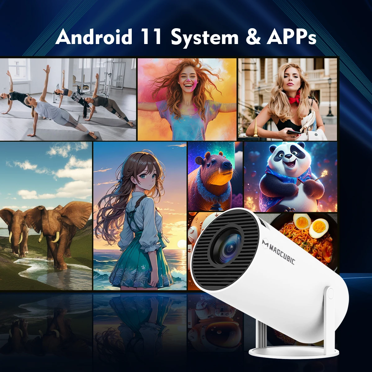 Magcubic Projector HY300 PRO 4K Android 11 Dual Wifi6 260ANSI Allwinner H713 BT5.0 1080P 1280*720P Home Cinema Outdoor Projetor Magcubic Projector HY300 PRO 4K Android 11 Dual Wifi6 260ANSI Allwinner H713 BT5.0 1080P 1280*720P Home Cinema Outdoor Projetor