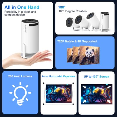 Magcubic Projector HY300 PRO 4K Android 11 Dual Wifi6 260ANSI Allwinner H713 BT5.0 1080P 1280*720P Home Cinema Outdoor Projetor - Image 2