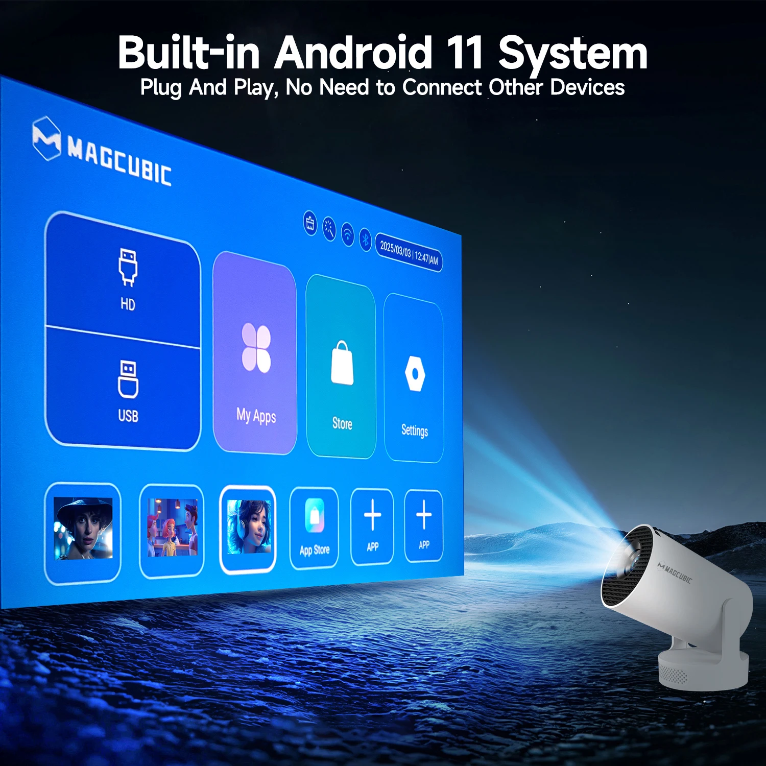 Magcubic 4K Wifi6 Projector Android11 260 ANSI Dual WIFI Allwinner H713 BT5.0 1280*720P Home Cinema Outdoor portable HY300 Pro + Magcubic 4K Wifi6 Projector Android11 260 ANSI Dual WIFI Allwinner H713 BT5.0 1280*720P Home Cinema Outdoor portable HY300 Pro +