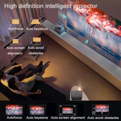 2025 NEW DITONG J10 projector 1920 * 1080P autofocus 4k HD video outdoor mobile phone Android smart home theater LED projector - Image 4