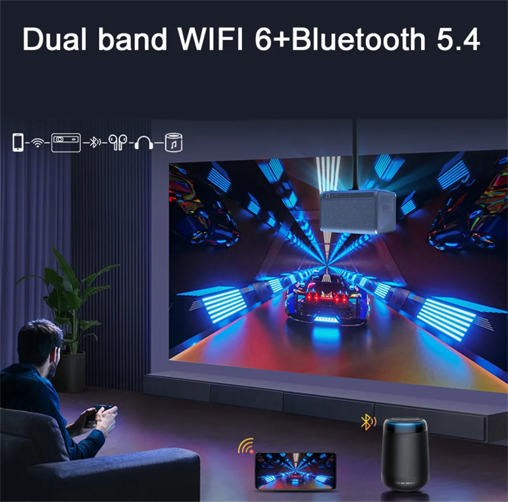 2025 NEW DITONG J10 projector 1920 * 1080P autofocus 4k HD video outdoor mobile phone Android smart home theater LED projector