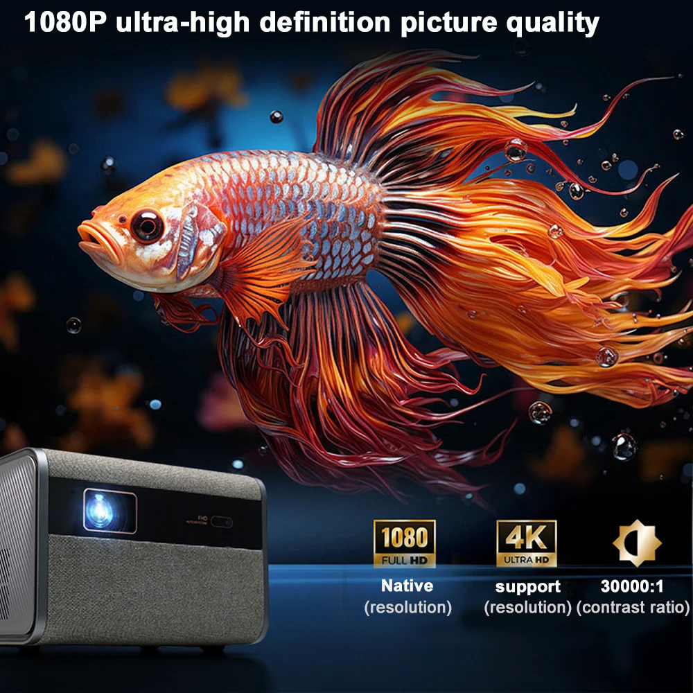 2025 NEW DITONG J10 projector 1920 * 1080P autofocus 4k HD video outdoor mobile phone Android smart home theater LED projector
