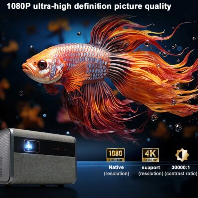 2025 NEW DITONG J10 projector 1920 * 1080P autofocus 4k HD video outdoor mobile phone Android smart home theater LED projector - Image 3