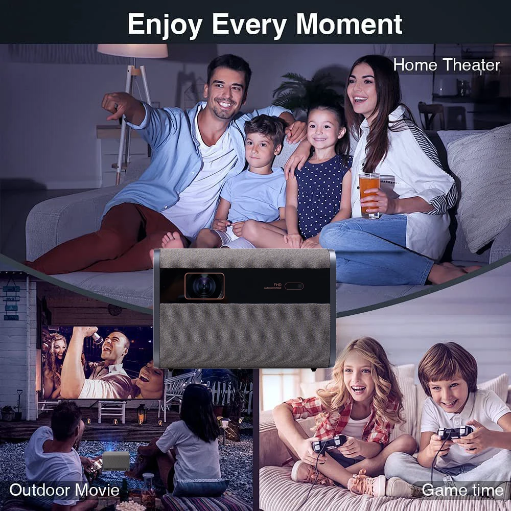 2025 NEW DITONG J10 projector 1920 * 1080P autofocus 4k HD video outdoor mobile phone Android smart home theater LED projector
