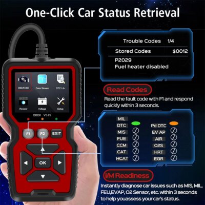 V519 ELM327 OBD2 Scanner Code Reader Automotive Fault Diagnosis Instrument Engine Fault Reading Data Car OBD 2 Diagnostic Tools - Image 3