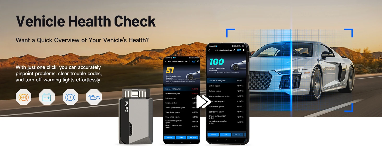 TOPDON Carpal OBD2 Scanner for Car All System Diagnostic Tool Vehicle Health Check Smog Check Battery Test IOS Android  BT 5.0