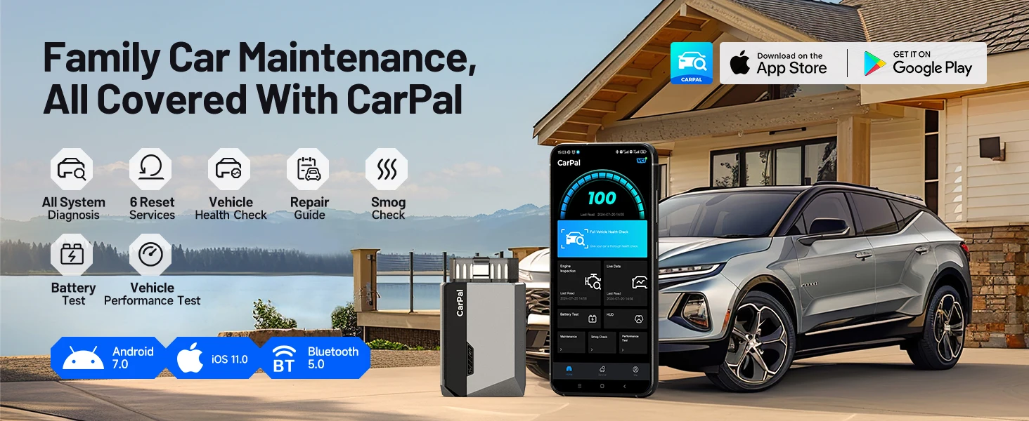 TOPDON Carpal OBD2 Scanner for Car All System Diagnostic Tool Vehicle Health Check Smog Check Battery Test IOS Android  BT 5.0