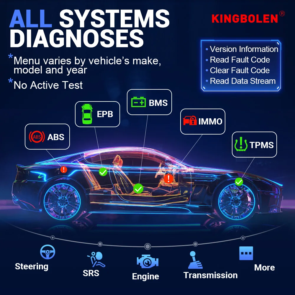 KINGBOLEN S6 OBD Automotive Scanner Bluetooth All System Car Diagnostic Tools 28 Resets IMMO/BMS/TPMS/ABS Bleeding Lifetime Free KINGBOLEN S6 OBD Automotive Scanner Bluetooth All System Car Diagnostic Tools 28 Resets IMMO/BMS/TPMS/ABS Bleeding Lifetime Free