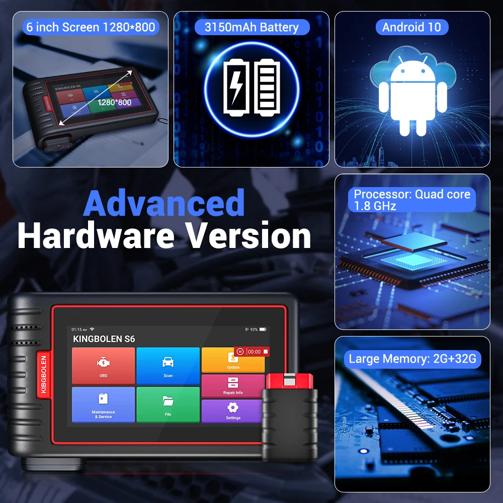 KINGBOLEN S6 OBD Automotive Scanner Bluetooth All System Car Diagnostic Tools 28 Resets IMMO/BMS/TPMS/ABS Bleeding Lifetime Free KINGBOLEN S6 OBD Automotive Scanner Bluetooth All System Car Diagnostic Tools 28 Resets IMMO/BMS/TPMS/ABS Bleeding Lifetime Free