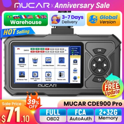 MUCAR CDE900 Pro OBD2 Scanner Auto Car Diagnostic Tools Automotive OBD Scanner Tool Code Reader 5" Touchscreen 2+32G Free Update