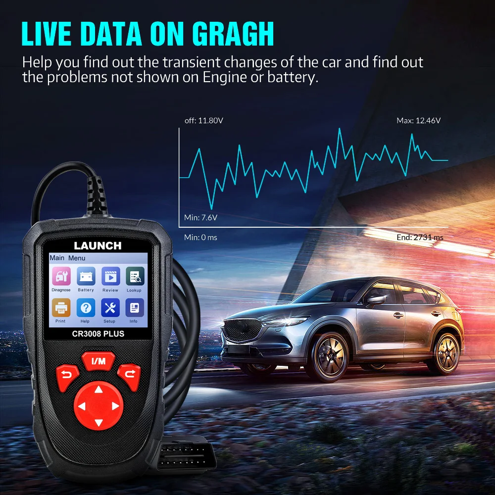 LAUNCH X431 CR3008 PLUS Full OBD2 Diagnostic Tools Car OBD OBD2 Automotive Scanner Check Engine Battery Free Update Online LAUNCH X431 CR3008 PLUS Full OBD2 Diagnostic Tools Car OBD OBD2 Automotive Scanner Check Engine Battery Free Update Online