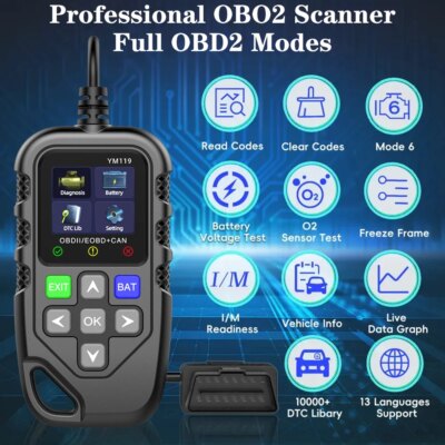 OBD2 Code Reader YM119 Work for all cars Read Vehicle Information OBDII Scanner Car Auto Diagnostic Tool Multi-language - Image 5