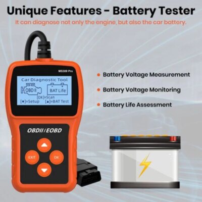 MS309 Pro OBD2 Scanner OBD Code Reader Auto Engine System Diagnostic Tools Battery Tester Clear Fault Codes - Image 5